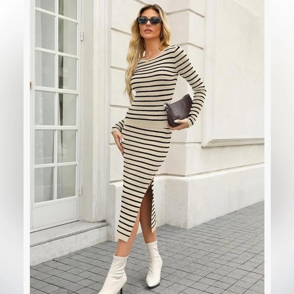 Two piece striped sweater and skirt set size medium - Picture 4 of 10